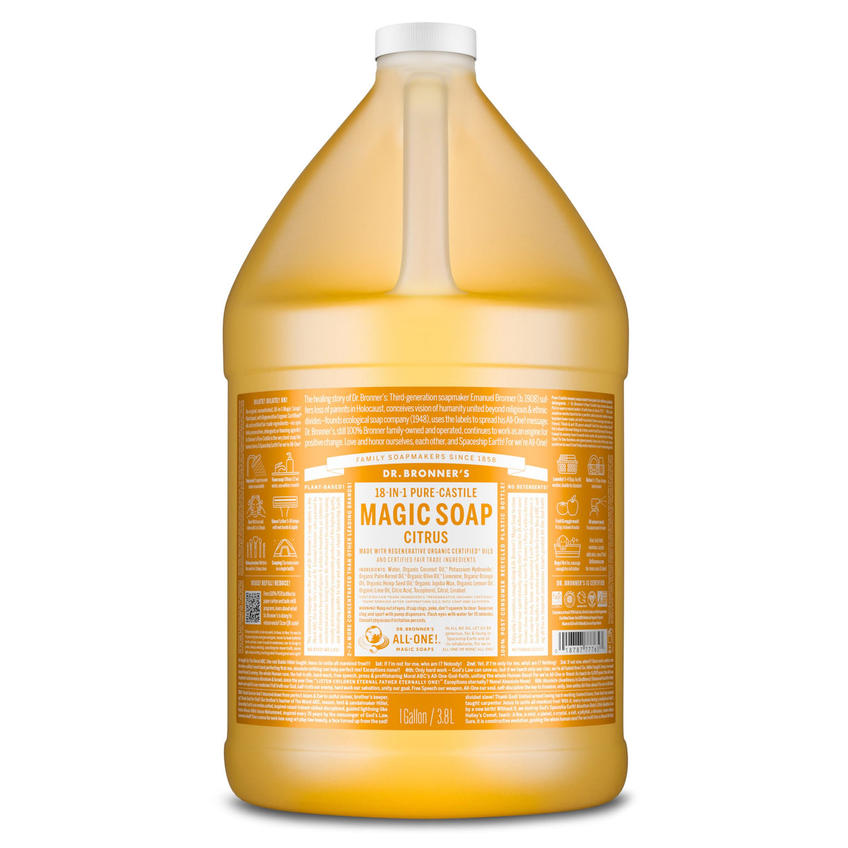 Dr. Bronner's Pure-Castile soap lather close-up for rich cleansing