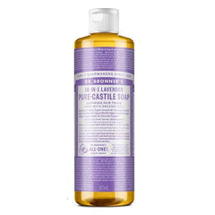 Dr Bronner's Lavender Pure-Castile soap bottle pour supports multi-use household cleanup