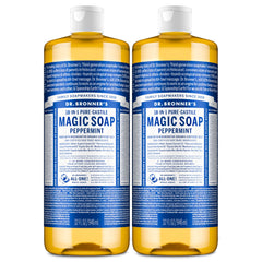 Dr. Bronner's Pure-Castile soap pump bottle ready for daily body and home cleaning