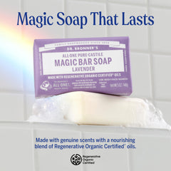 Dr. Bronner's Pure-Castile Lavender bar with calming aroma for skin and senses