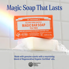 Dr. Bronner's Pure-Castile Magic Bar Unscented for fragrance-free daily use.