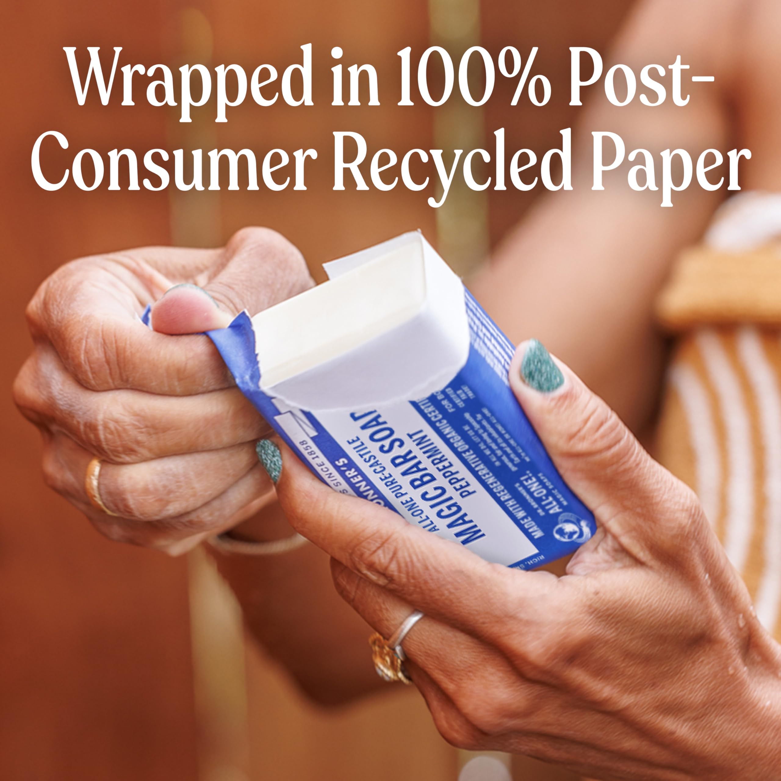 Dr. Bronner's Peppermint Pure-Castile soap bar is versatile as body wash, face cleanser, or hair soap.