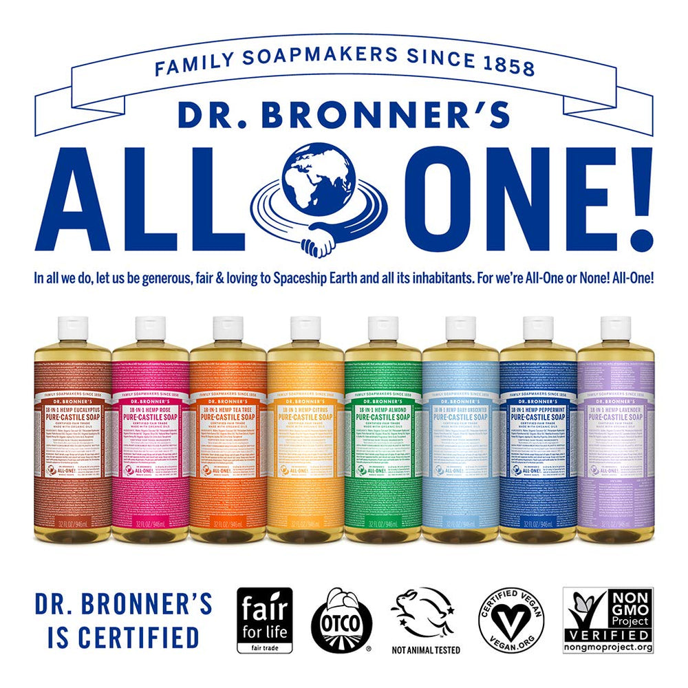 Dr. Bronner's Peppermint laundry scene—concentrated soap for mopping and laundry