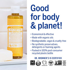 Dr. Bronner's Citrus lather close-up highlighting versatile uses