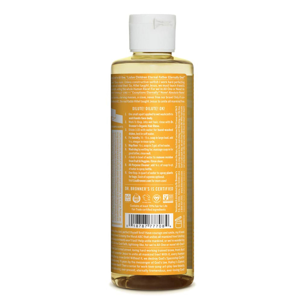 Dr. Bronner's Citrus soap on hands showing skin-friendly wash