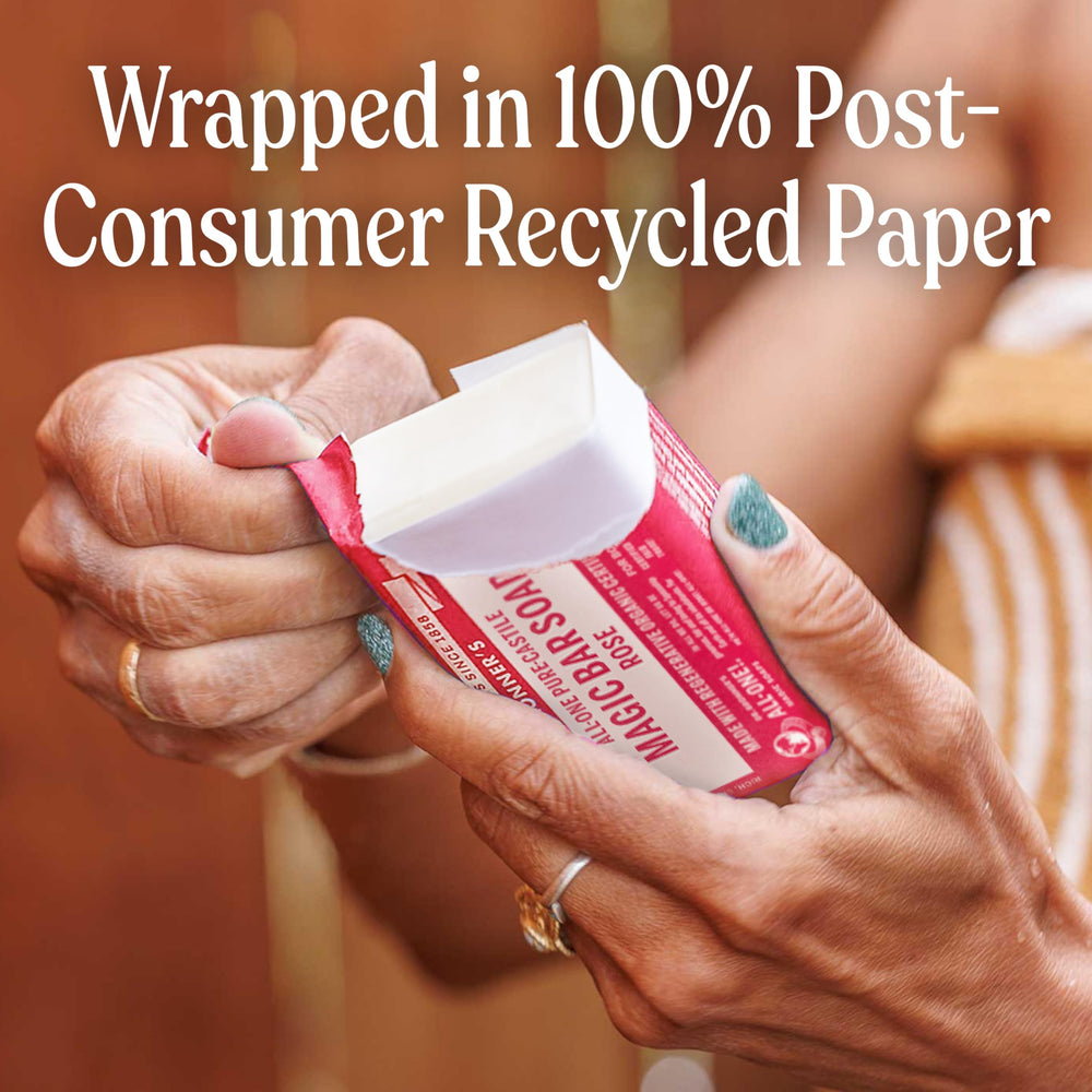 Dr. Bronner's Rose Castile Bar vegan formula with gentle rose scent