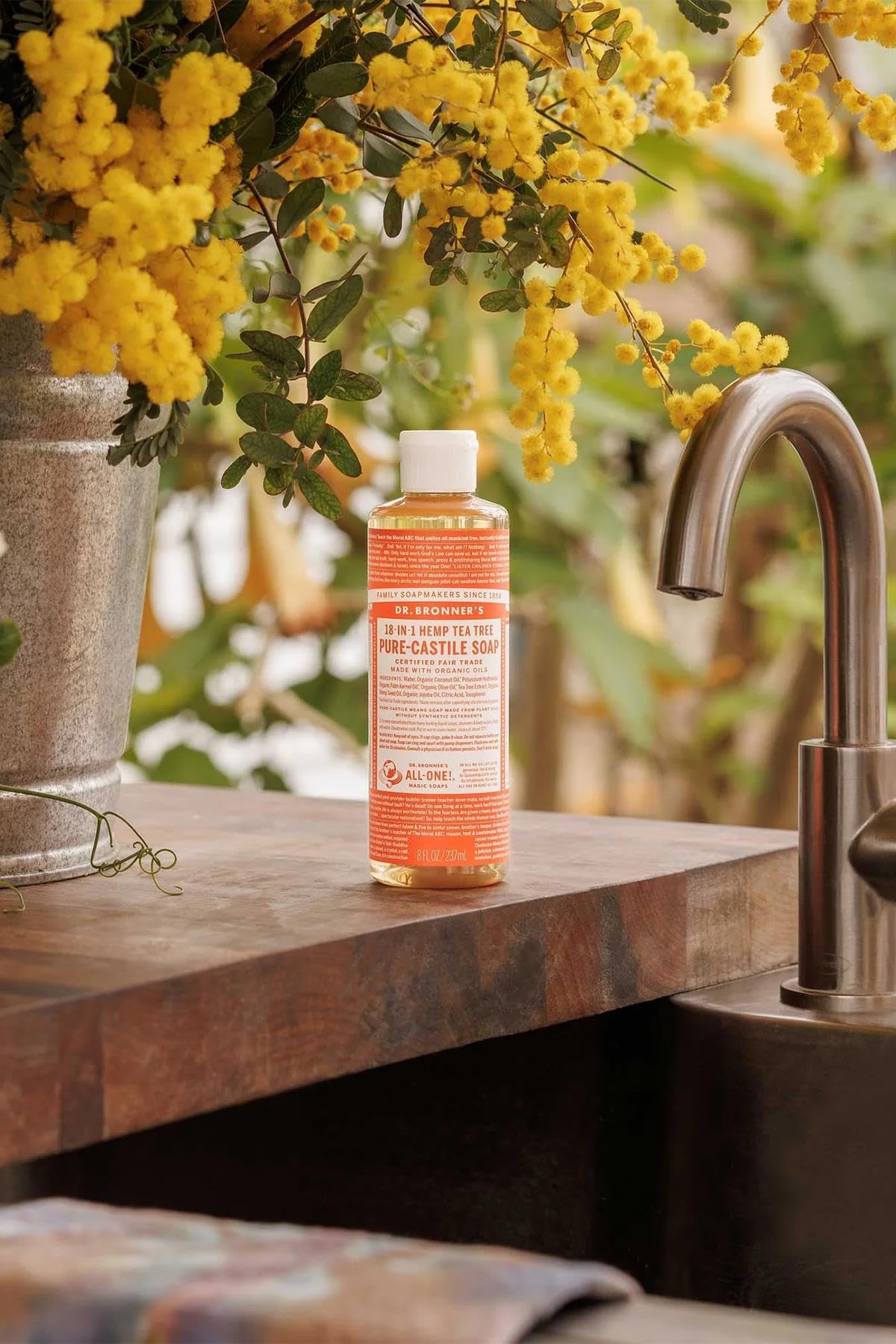 Dr. Bronner's Tea Tree Castile soap kitchen use for gentle cleaning