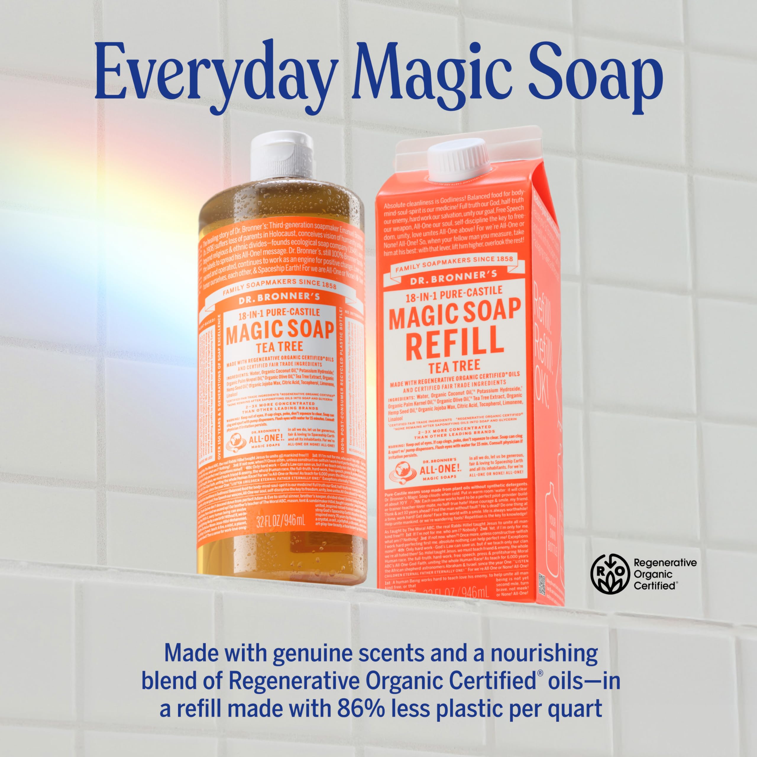 Dr. Bronner's Tea Tree Castile Soap for face and body with versatile cleansing