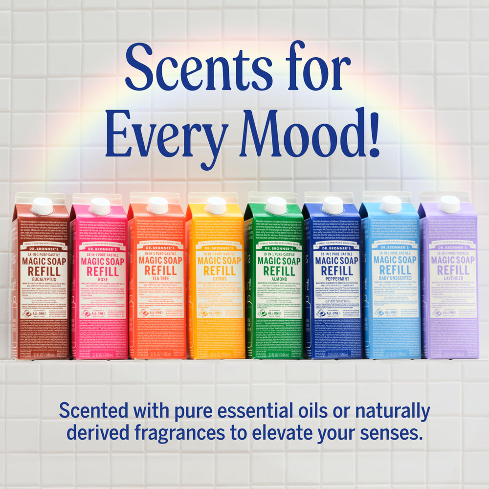 Dr. Bronner's Tea Tree Castile Soap fair-trade oils and organic ingredients