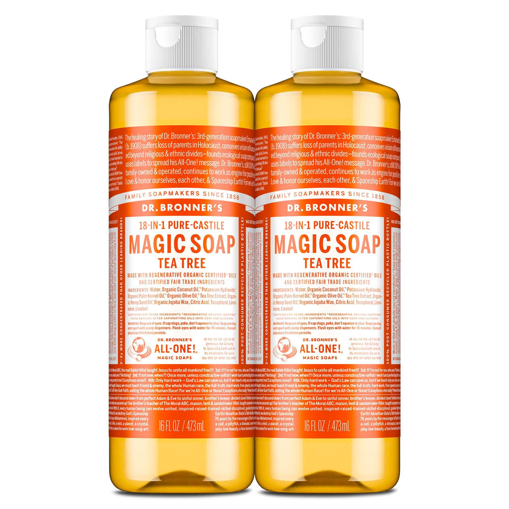 Dr. Bronner's Tea Tree Soap rich lather close-up for clean skin.