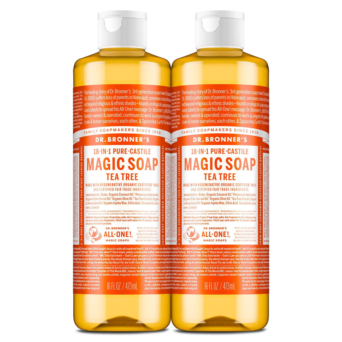 Dr. Bronner's Tea Tree Soap rich lather close-up for clean skin.