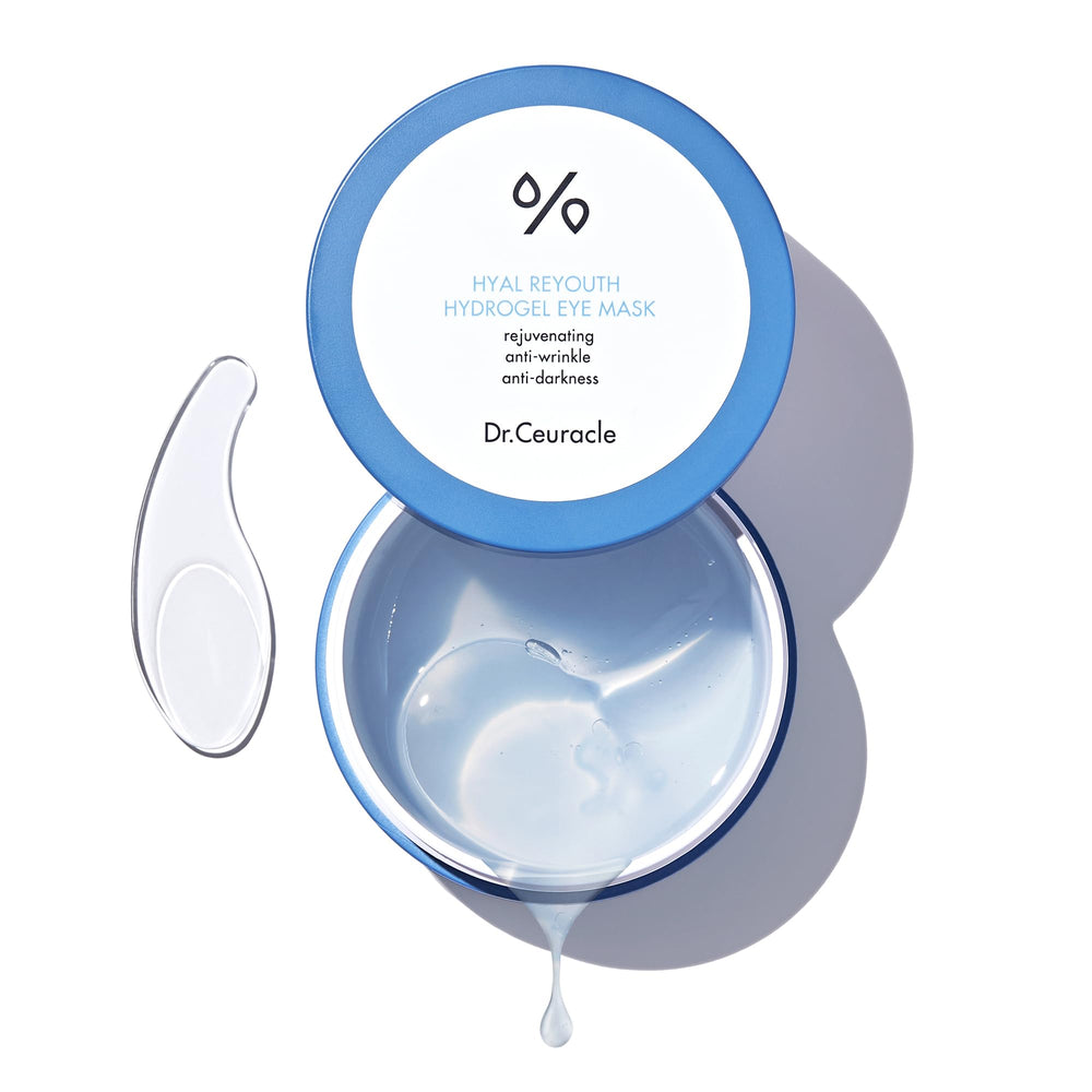 Dr.Ceuracle Hyal Reyouth eye mask packaging close-up highlighting hydration.