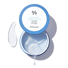 Dr.Ceuracle Hyal Reyouth eye mask packaging close-up highlighting hydration.