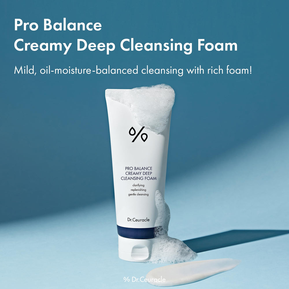Dr.Ceuracle Pro Balance creamy foam lather showing hydrating cleansing action.