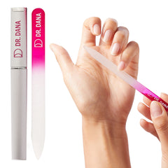 Dr. Dana Glass Nail File with Case shows a compact travel-ready tool for precise edges.