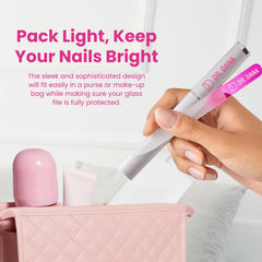 Travel-friendly case protecting your glass file during flights and weekends.