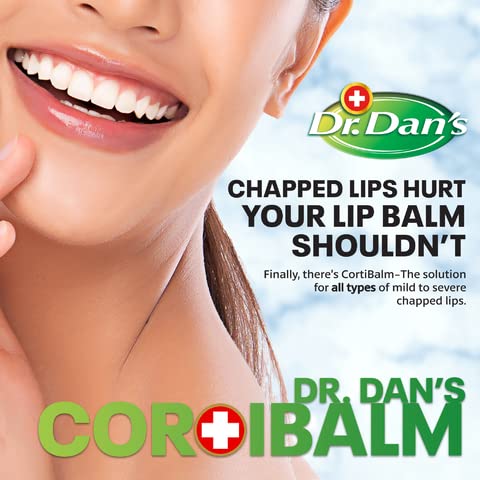 Dr. Dan's Cortibalm 4-pack ingredients label close-up showing gentle lip care blend.