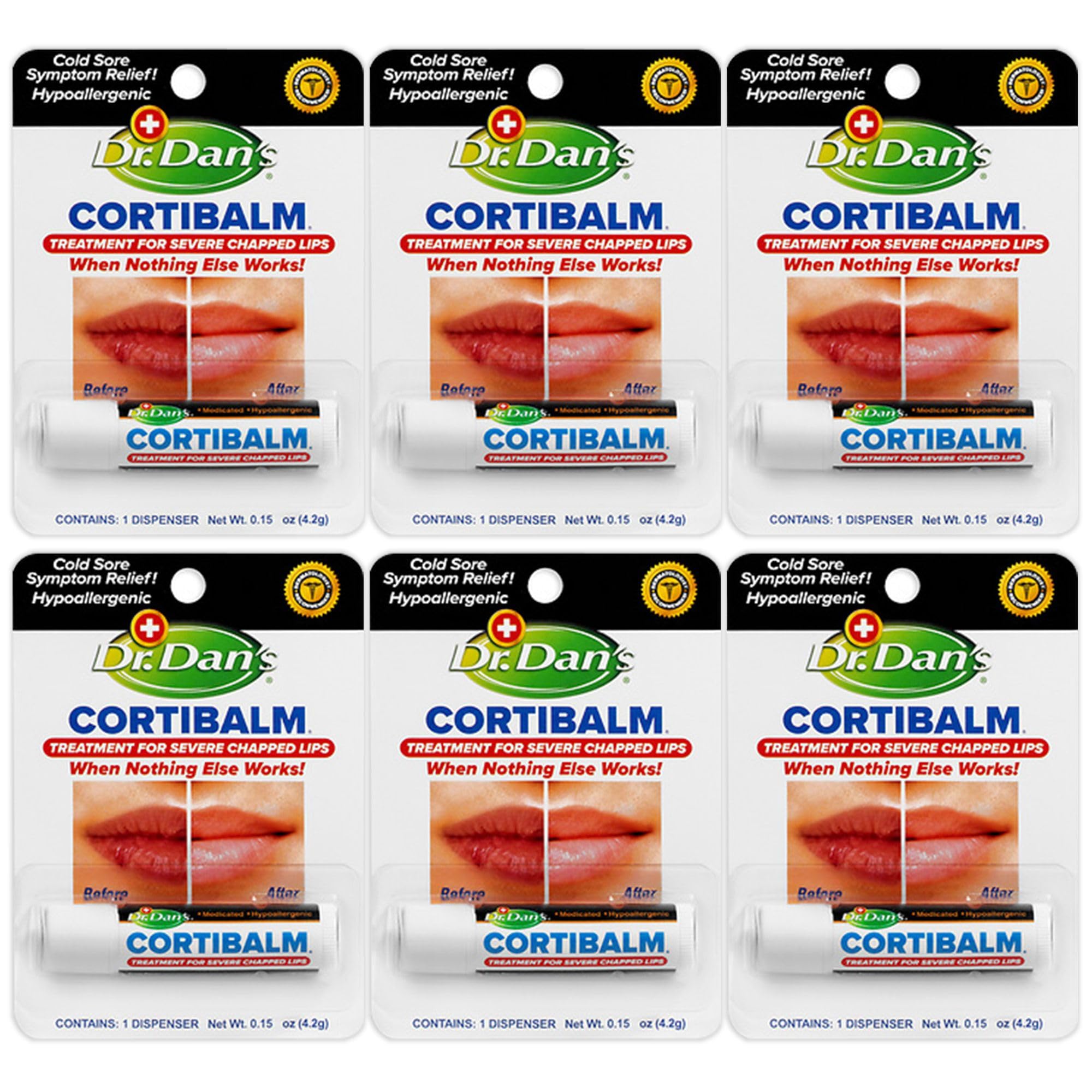 Dr. Dan's Cortibalm 6-pack front view for travel-ready lip care