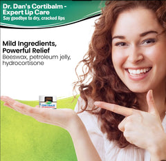 Dr. Dan's Cortibalm jar close-up highlighting 1% hydrocortisone.