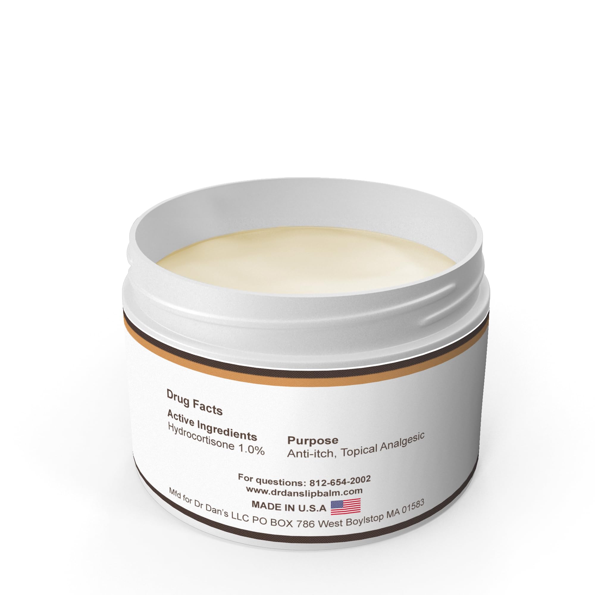 Dr. Dan's Cortibalm jar-label view shows hypoallergenic formula.