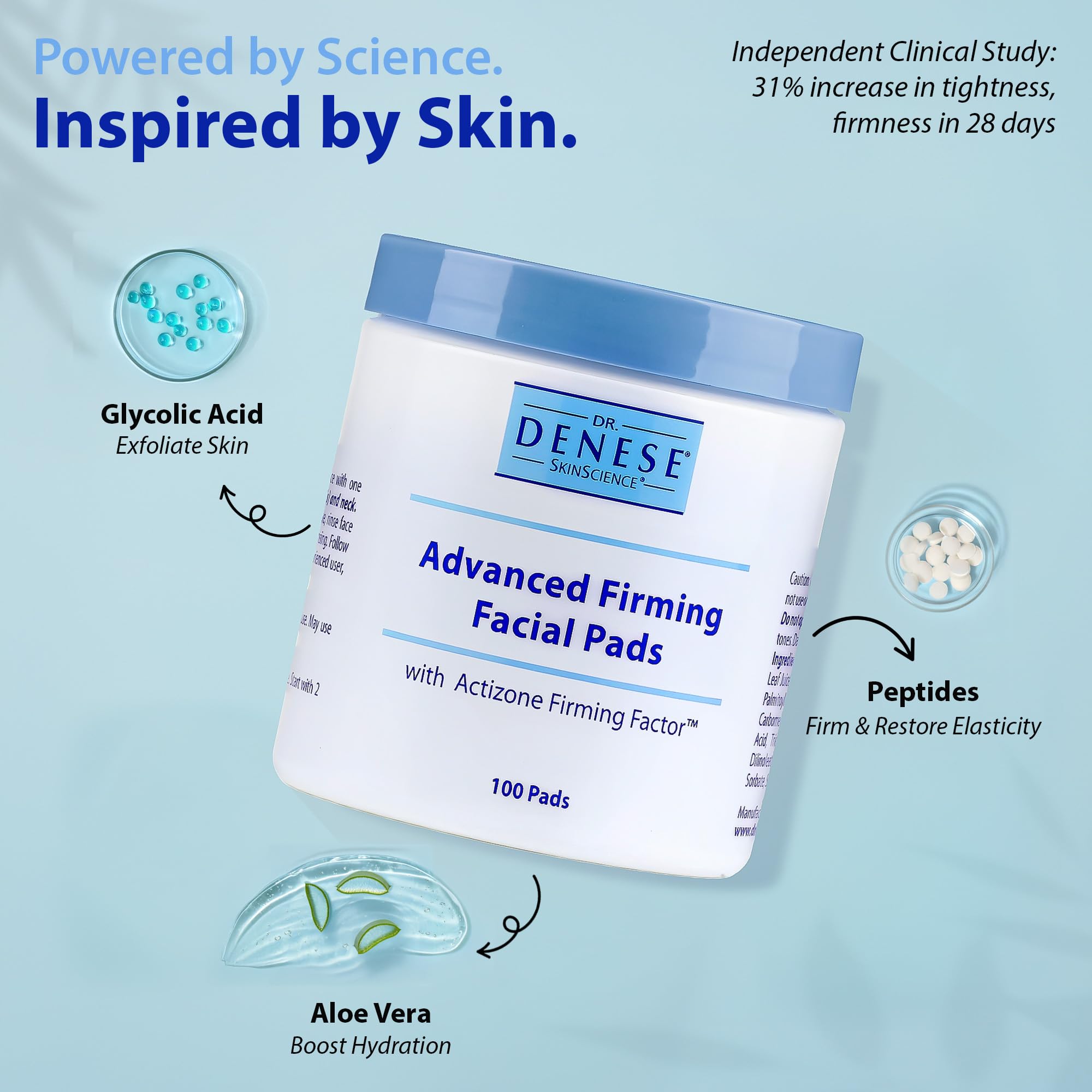 Dr. Denese SkinScience Advanced Firming Facial Pads texture-refinement focuses on brighter, silkier skin