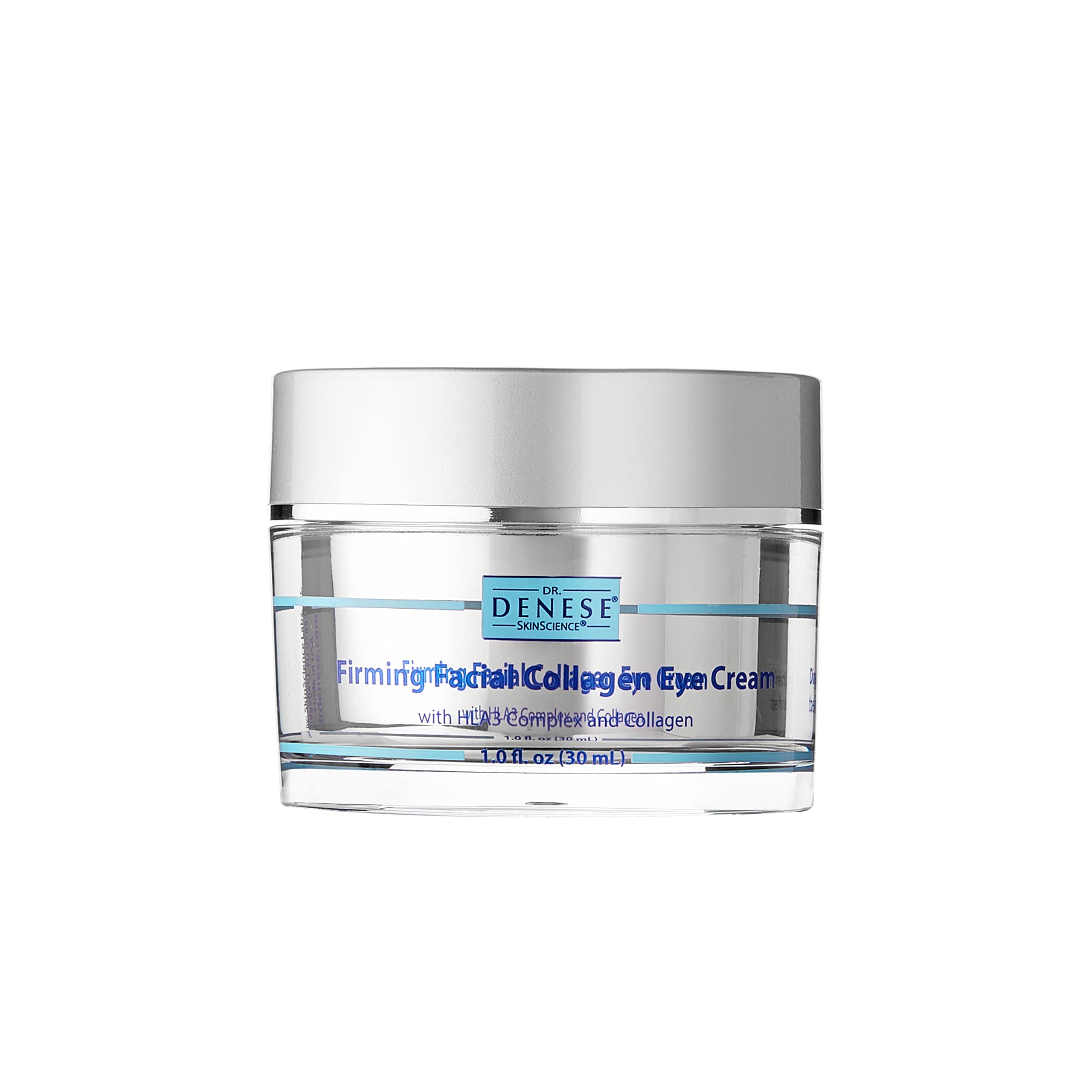 Dr. Denese SkinScience Firming Eye Cream tube close-up for firmer under-eye skin.