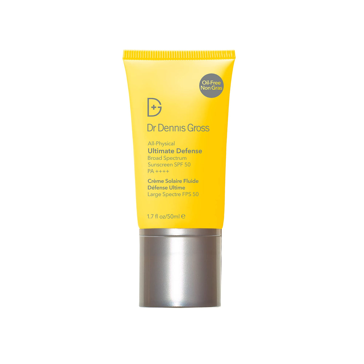 Dr Dennis Gross All-Physical Ultimate Defense Sunscreen bottle closeup shows mineral protection