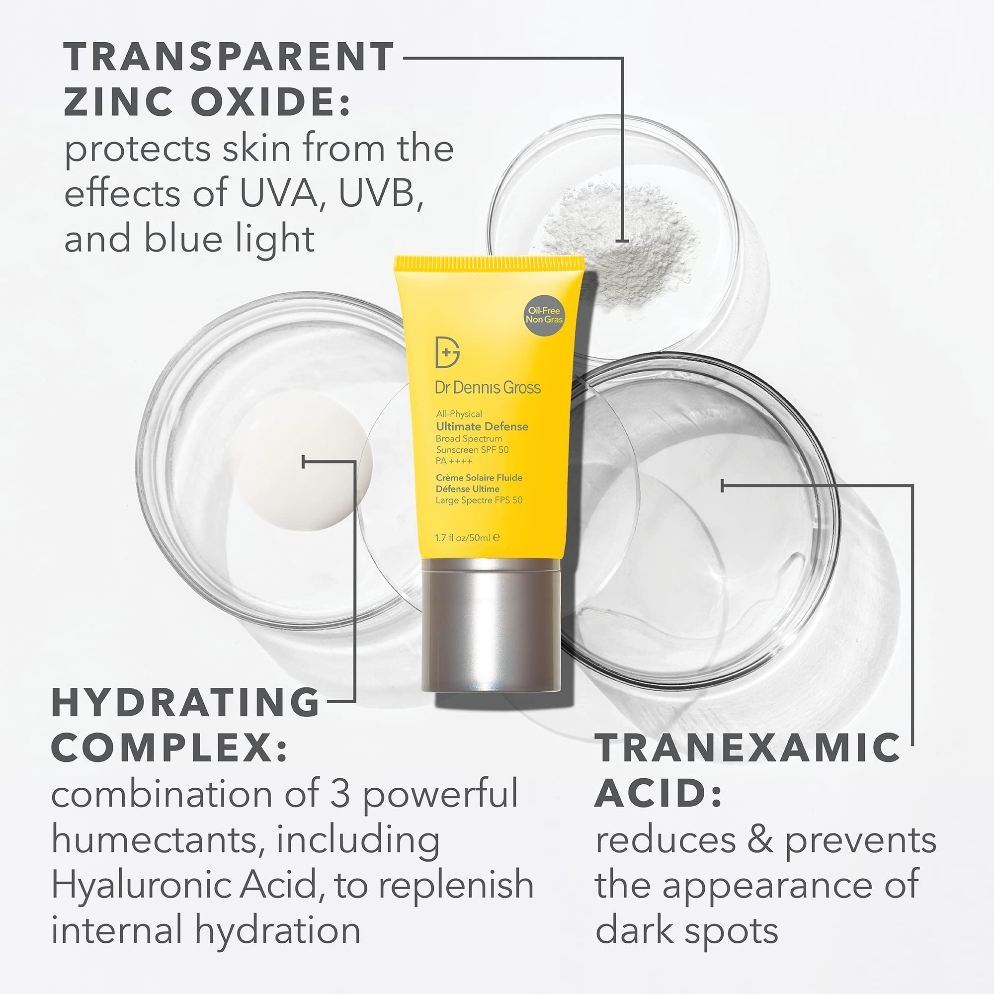 Dr Dennis Gross All-Physical Ultimate Defense Sunscreen worn under makeup for light, oil-free wear