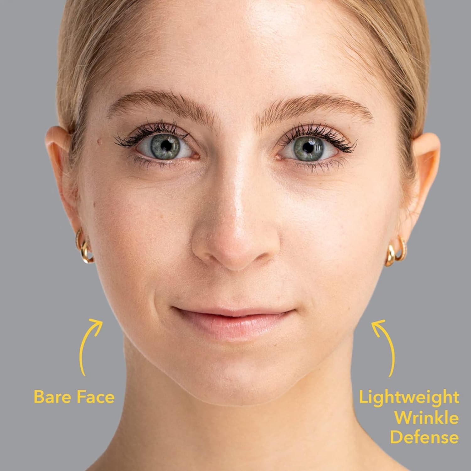 Dr Dennis Gross All-Physical Wrinkle Defense closeup on skin shows light-weight texture for makeup compatibility.