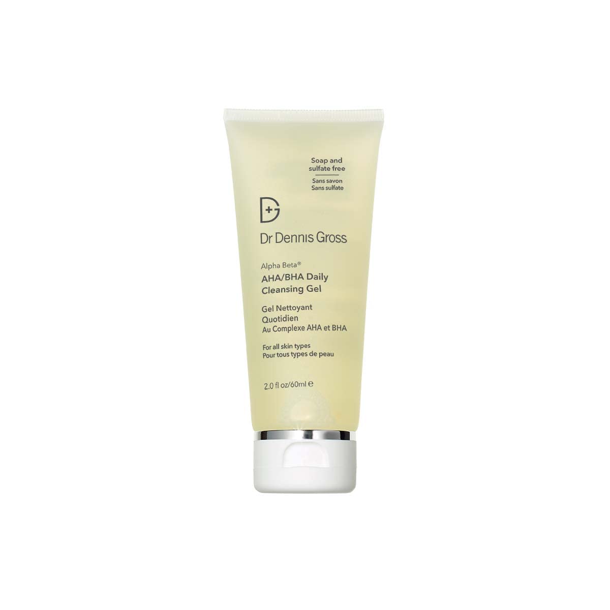 Dr Dennis Gross Alpha Beta Daily Cleansing Gel bottle close-up showing pore refinement.