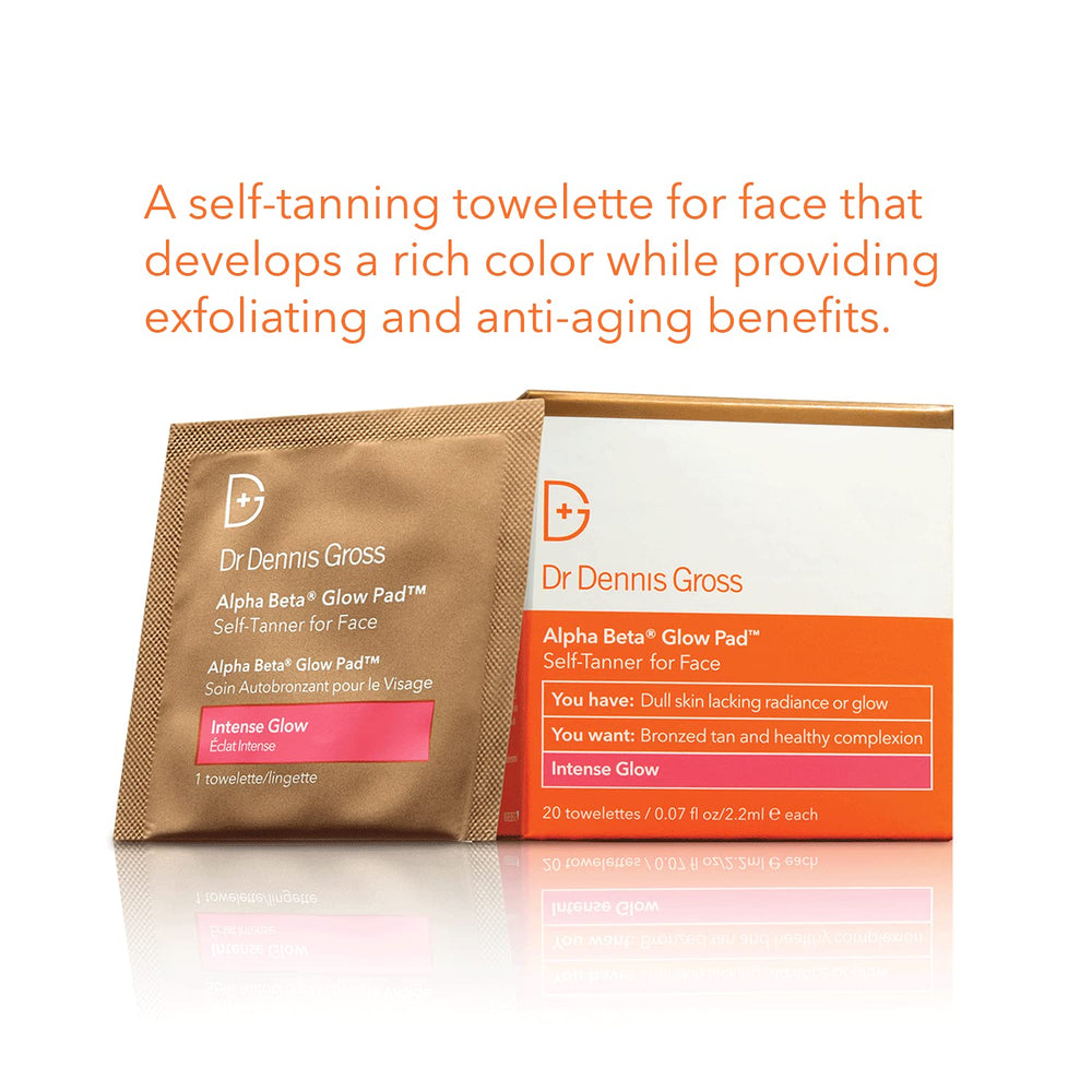 Towelette in use from Dr Dennis Gross Alpha Beta Glow Pad for controlled self tan