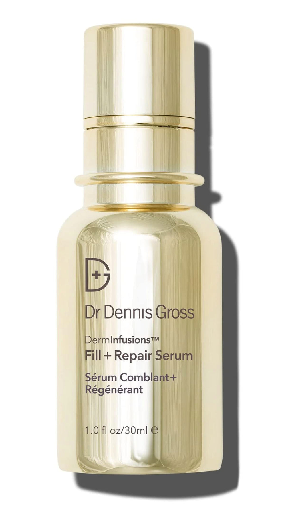 Dr Dennis Gross DermInfusions serum bottle shows immediate plumping potential