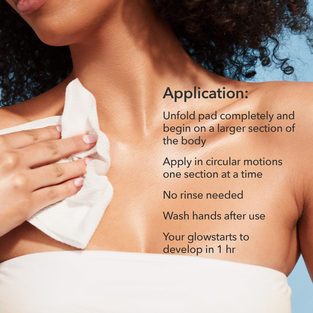 Dr Dennis Gross Glow Pad Body in bathroom setting ready for streak-free glow.