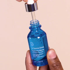 Dr Dennis Gross Hyaluronic Marine Hydration Booster application demonstrates quick absorption and even moisturization.