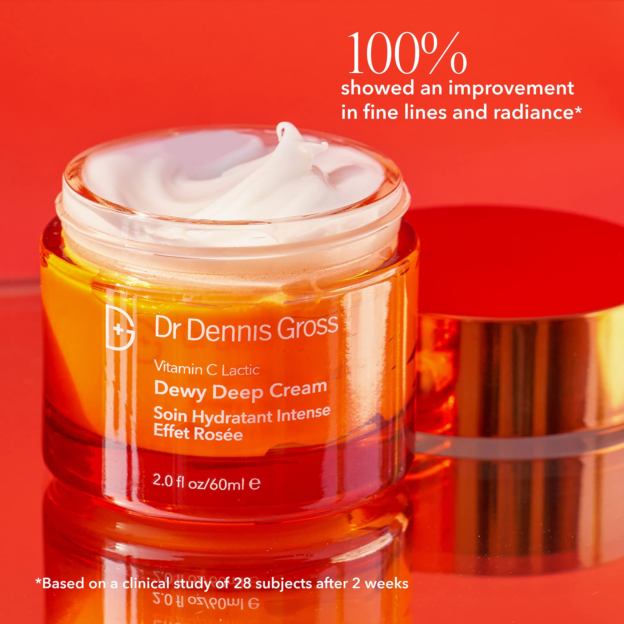 Dr Dennis Gross Vitamin C Lactic Dewy Deep Cream jar highlights barrier-supporting ceramides and squalane
