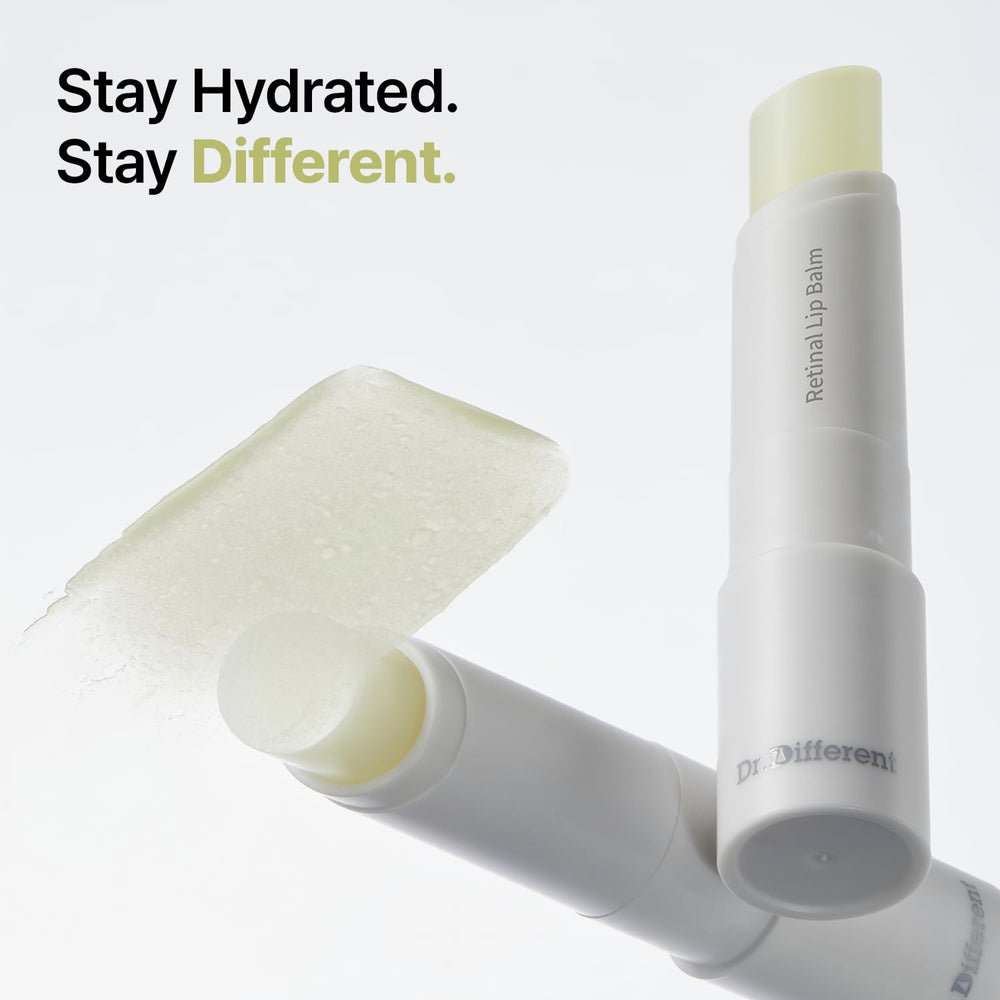 Dr.Different retinal lip balm silky texture gliding on lips for smooth feel.