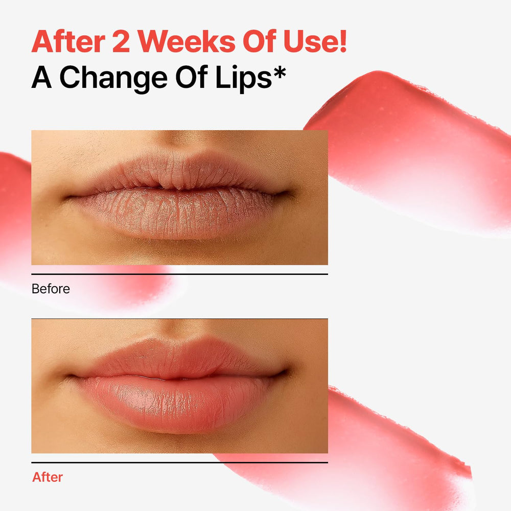 Dr.Different retinal lip balm tinted closeup highlights silky texture and non-sticky comfort.