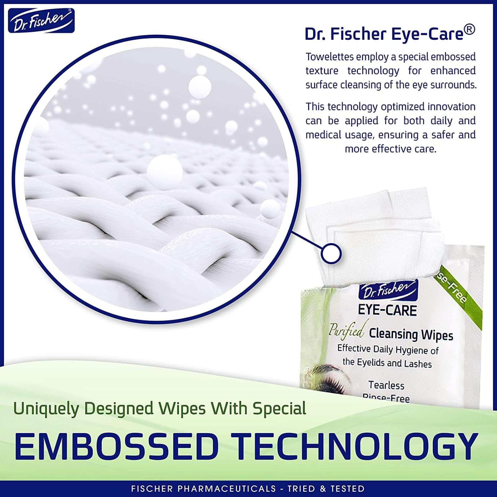 Dr. Fischer Eyelid Wipes uso diario: cuidado suave sin irritación.
