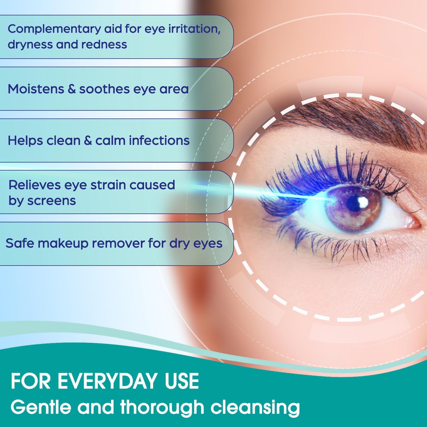 Dr. Fischer Tea Tree Eyelid Wipes compact pack for contact lens wearers.