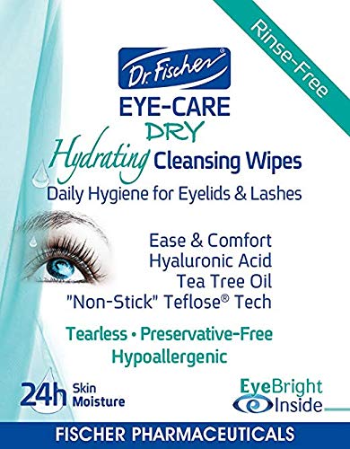 Dr. Fischer Tea Tree Eyelid Wipes ingredients reveal tea tree oil and chamomile.