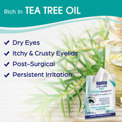 Dr. Fischer Tea Tree Eyelid Wipes soft wipe texture for gentle cleansing.