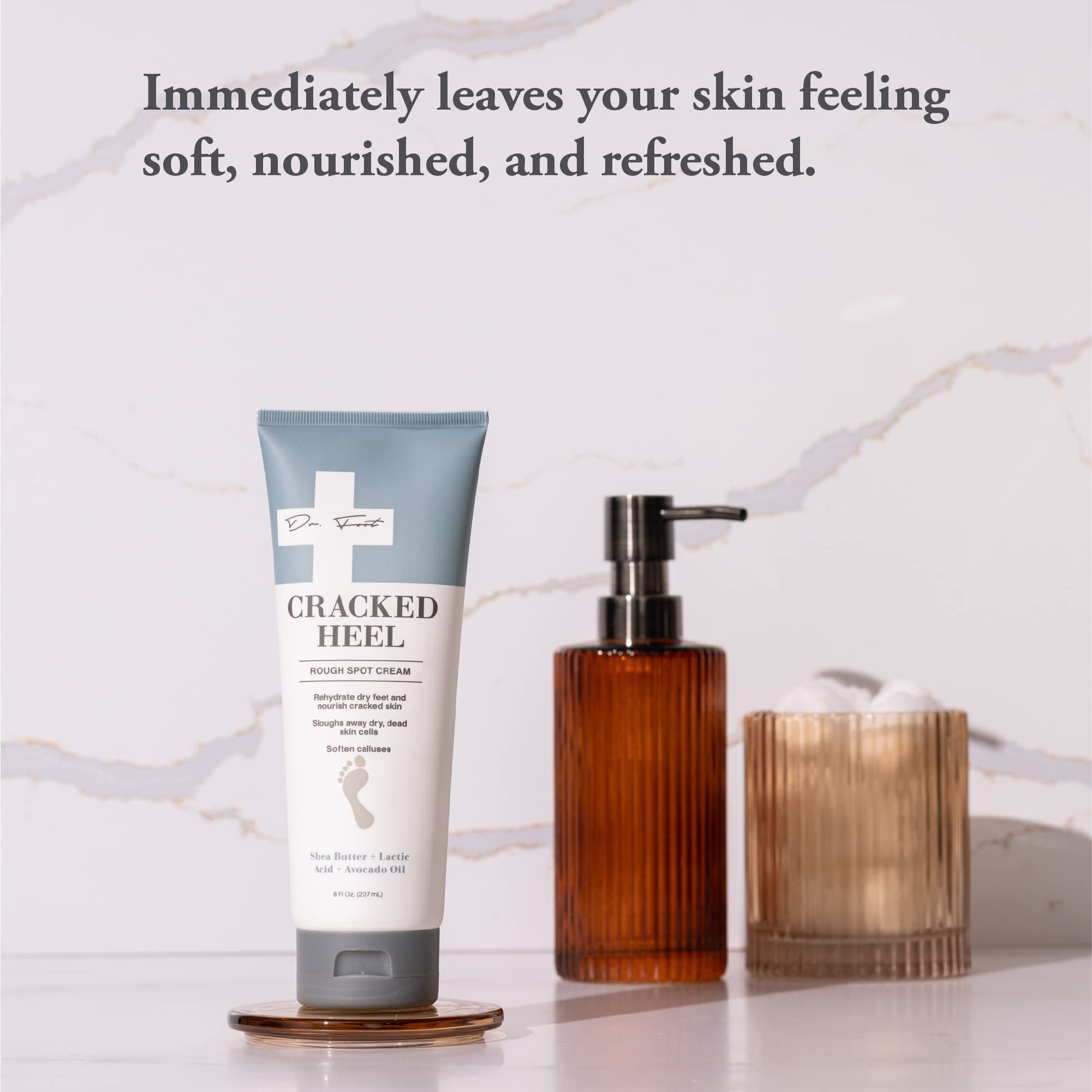 Dr. Foot aloe vera soothing segment for irritated dry skin on feet.