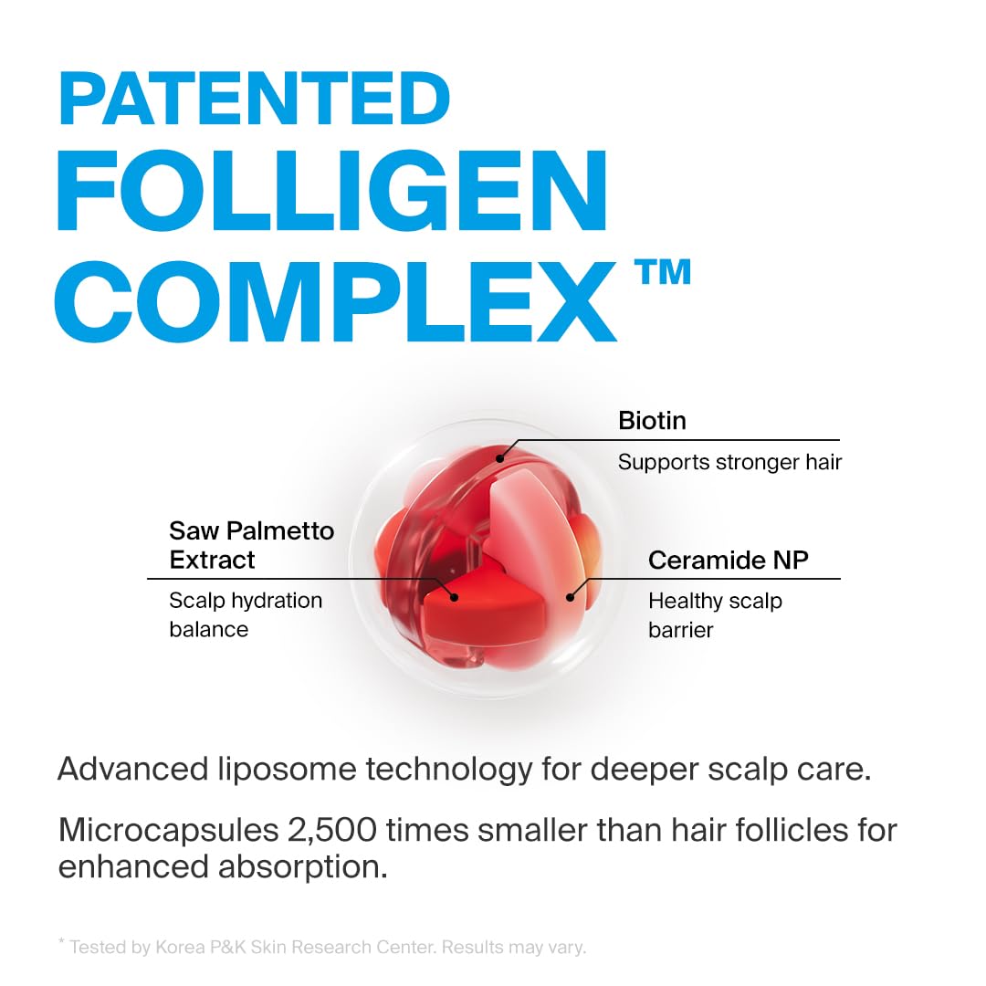 DR.FORHAIR Folligen promotes a denser-looking, fuller hair appearance after use