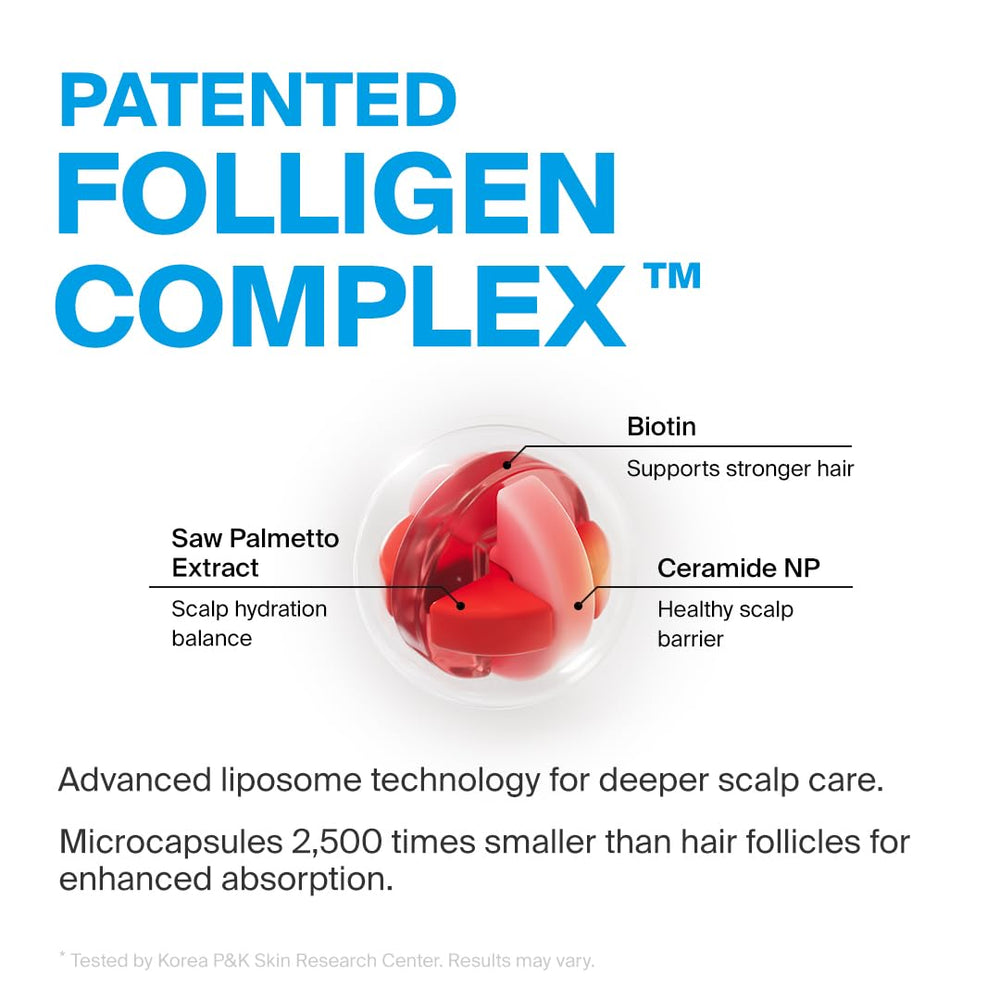 DR.FORHAIR Folligen promotes a denser-looking, fuller hair appearance after use