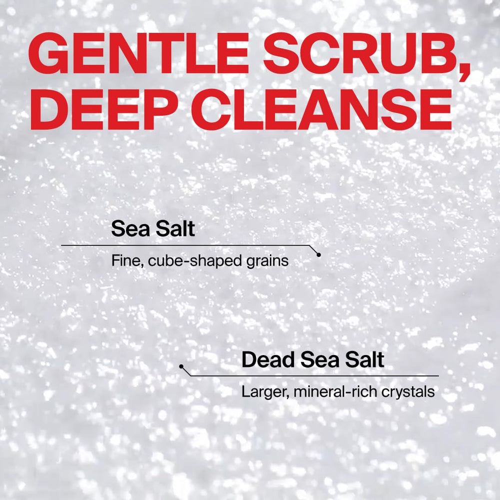 Hands massaging DR.FORHAIR Folligen Sea Salt Scaler into damp scalp.