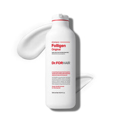 DR.FORHAIR Folligen Shampoo bottle closeup emphasizes scalp care