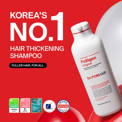 DR.FORHAIR Folligen Shampoo pour action demonstrates even distribution for cleansing