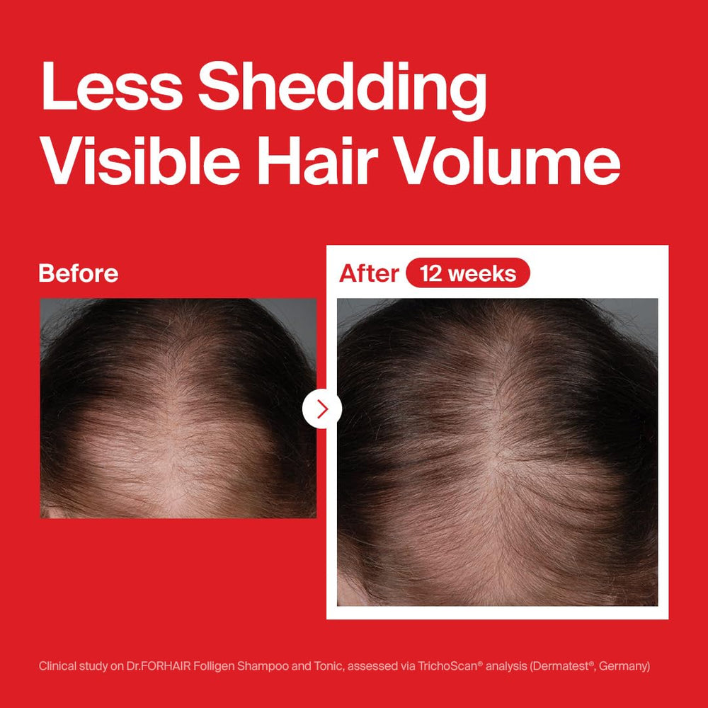 DR.FORHAIR Folligen Shampoo scalp massage scene suggests gentle cleansing and balance