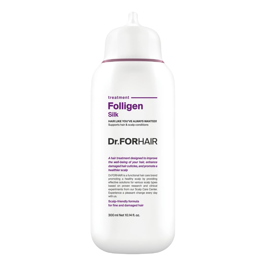 DR.FORHAIR Folligen Silk Treatment bottle closeup showing premium packaging and formula