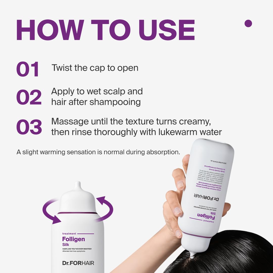 DR.FORHAIR Folligen Silk Treatment massaged into scalp for nourishment